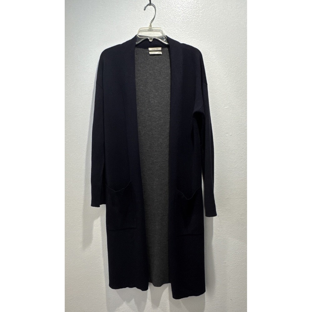 Babaton Aritzia Womens Size XS Navy Blue Wool Blend‎ Open Long Cardigan READ
